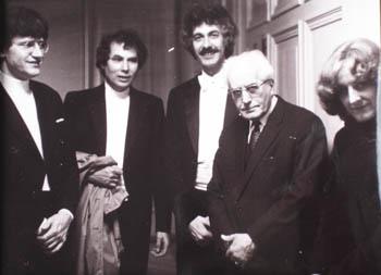 Bern, January 1983, with the members of the Bernese String Quartet (from left: H. Crafoord, A. v. Wijnkoop, W. Grimmer, SV, C. Ragaz) (Photo: Peter Friedli)