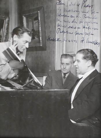 Stockholm, March 1949, with A. v. Milloss (left) and H. Sandberg (right) (Photo: Kungl. Teatern, Presskommissariatet)