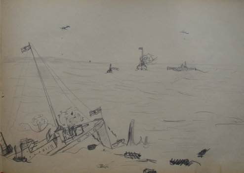 SV, Sinking battleship, 1918 [?] (pencil)