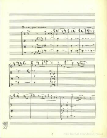 SV, Autgraph of the First String Quartet (1931), beginning
